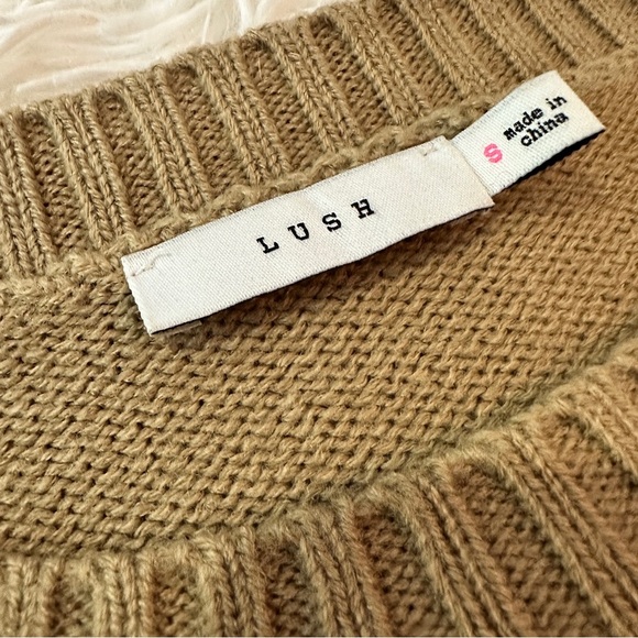 LUSH Colorblock Chunky Knit Sweater | Size Small | Retro Earth Tones - Picture 10 of 12